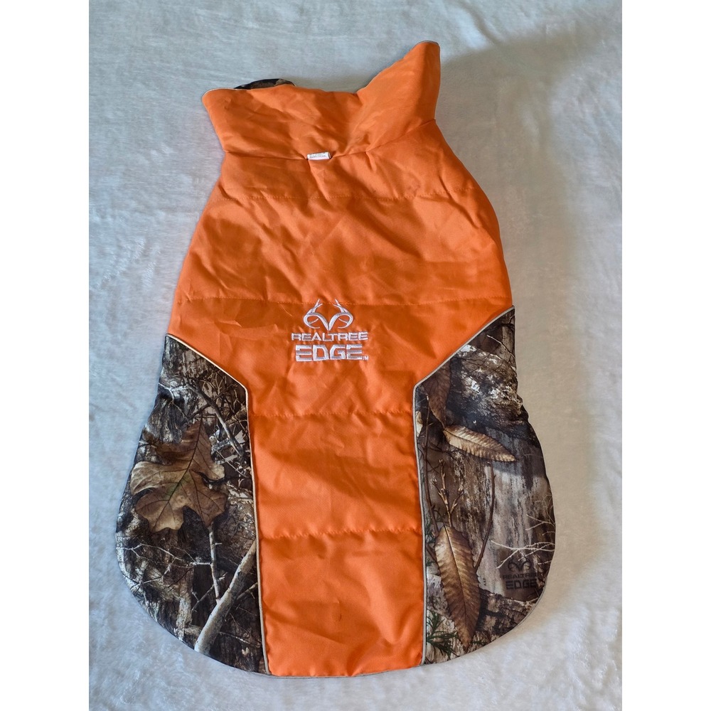 Realtree Edge Dog Coat Blaze Orange Camo Fleece Lined Vest XL Hunting Pet Gear
